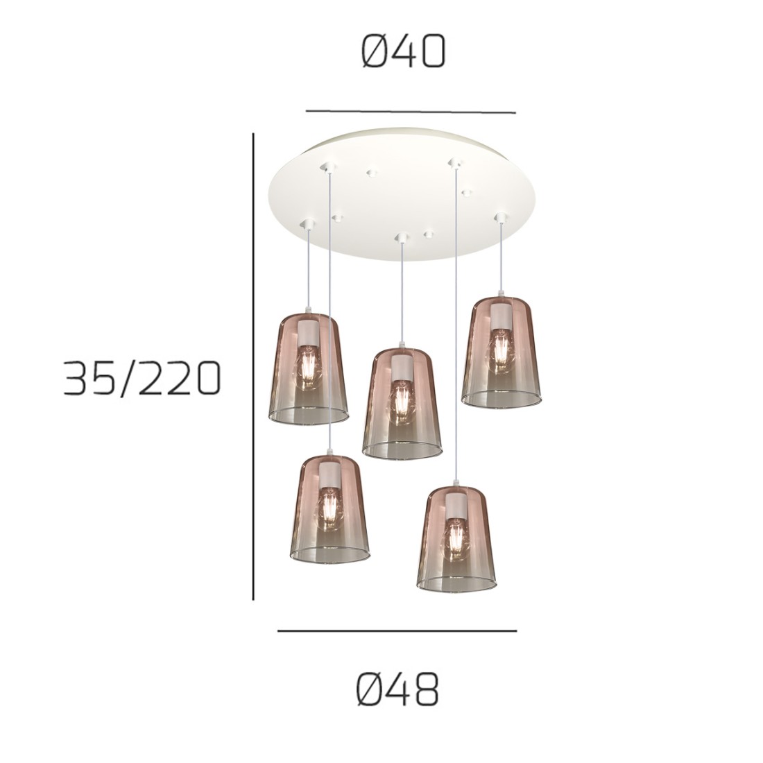 Lampadario Top Light SHADED 1164BI S5 T RA