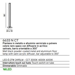 Perenz SWAY 6633 B LC Lampadaire LED moderne, orientable