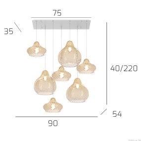 Lampadario vetro colorato Top Light DRESS 1191 BI S7 RMIX