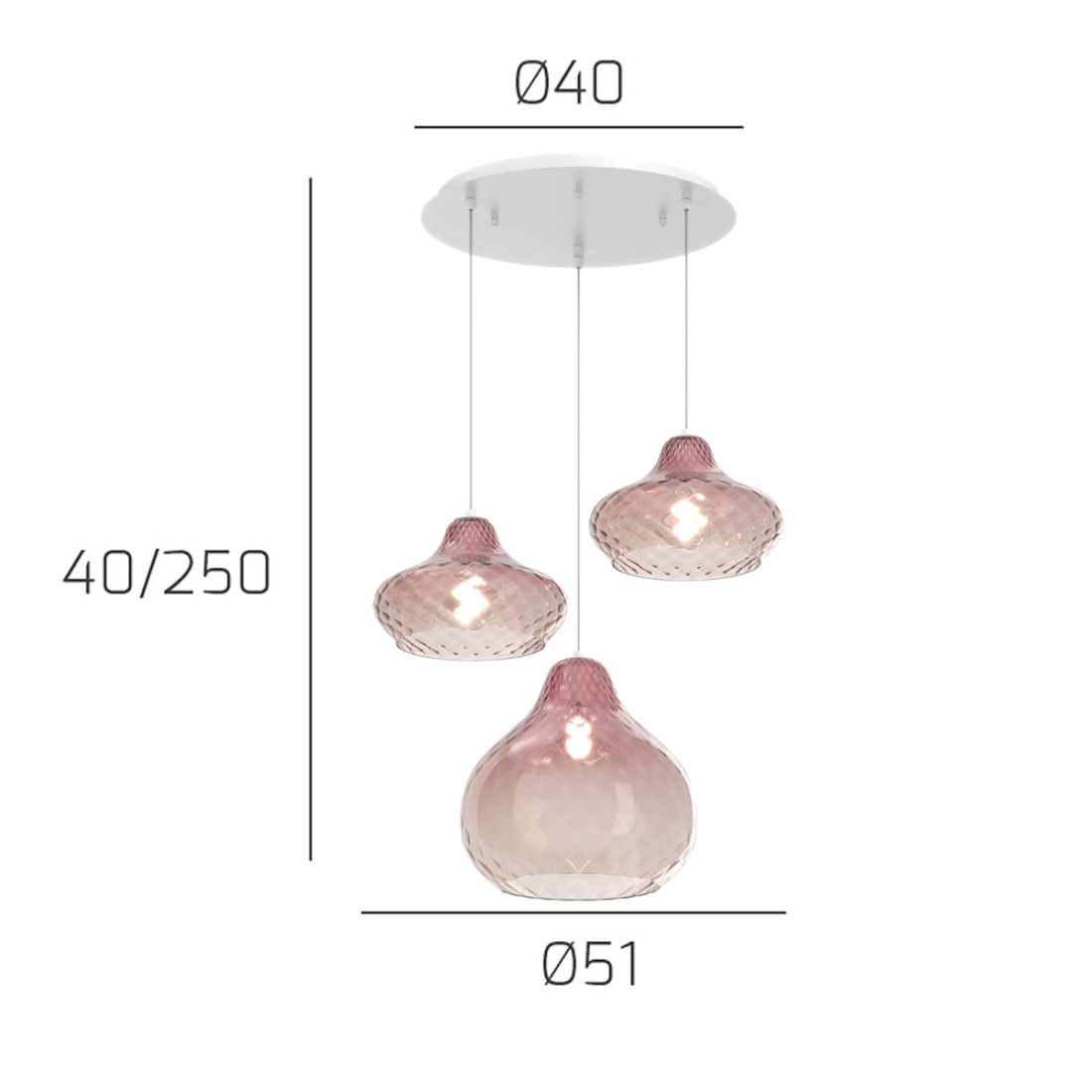 Lampadario vetro colorato Top Light DRESS 1191 BI S3 TMIX RU