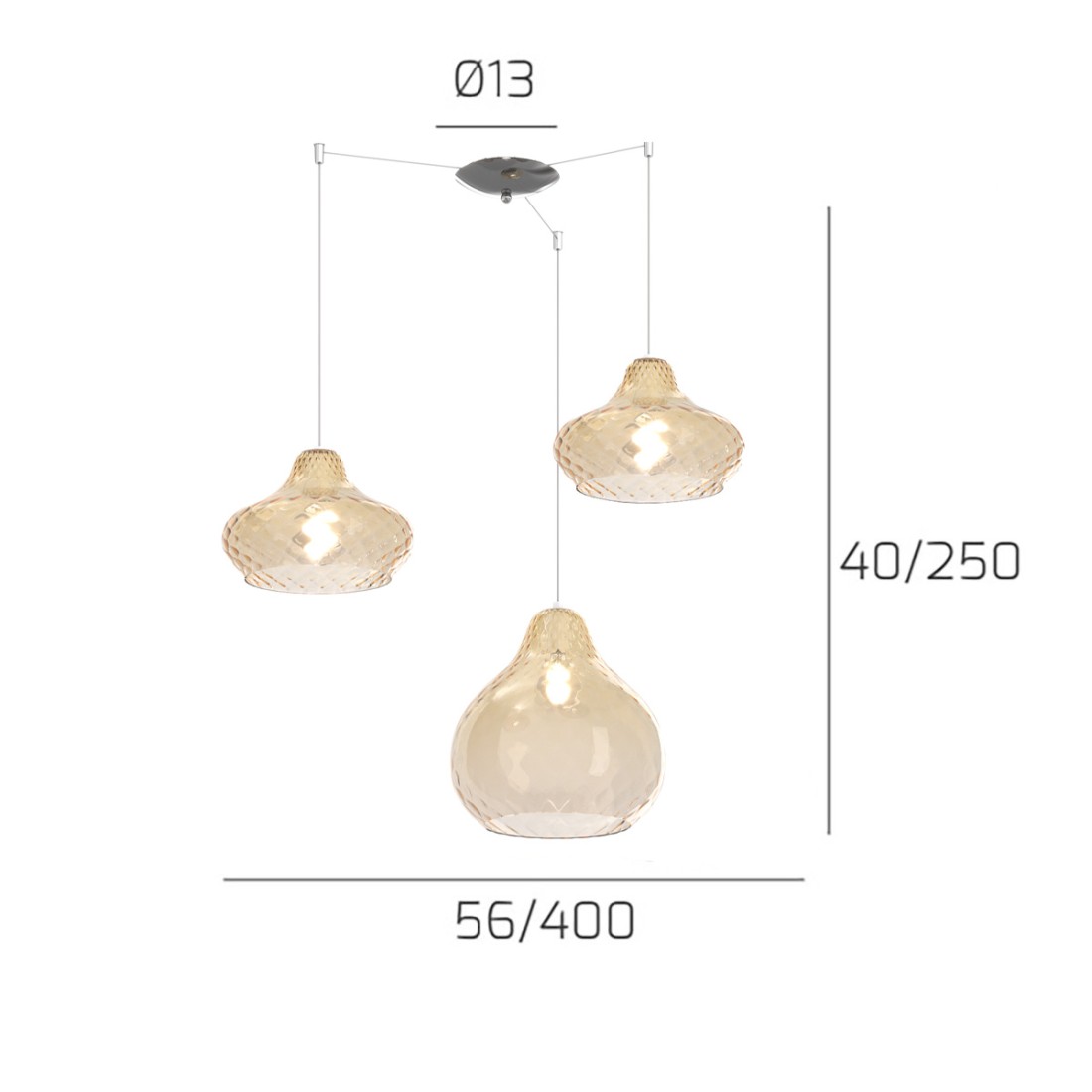 Top Light Kronleuchter aus farbigem Glas DRESS 1191 CR S3 SMIX AM