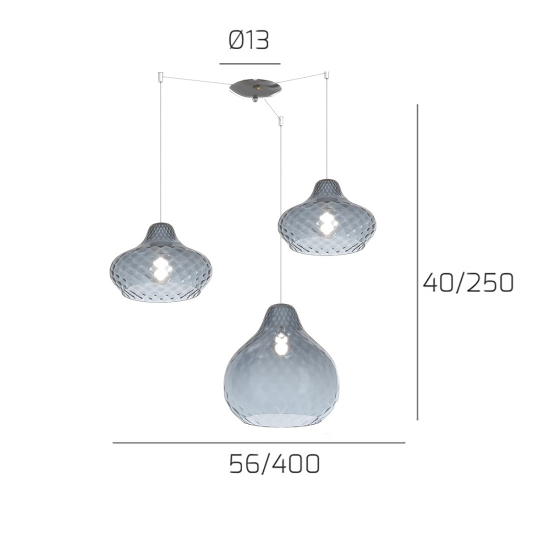 Lustre en verre coloré Top Light DRESS 1191 CR S3 SMIX ZA E27 LED plafonnier moderne