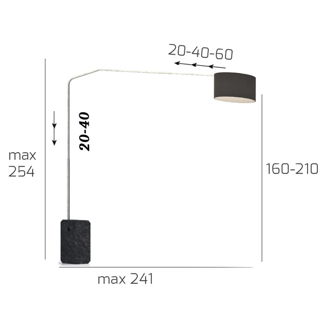 Piantana arco moderna Top Light SLOPE 1188 B2