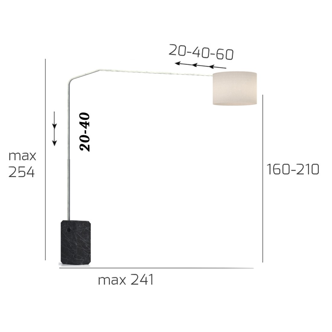 Moderne Bogen-Stehleuchte Top Light SLOPE 1188 B2