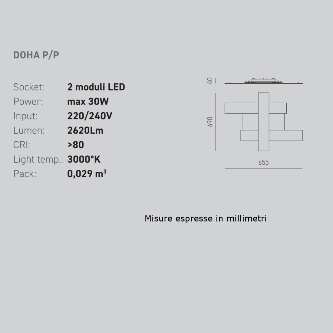 Plafonnier Gea Luce DOHA PP LED en acier