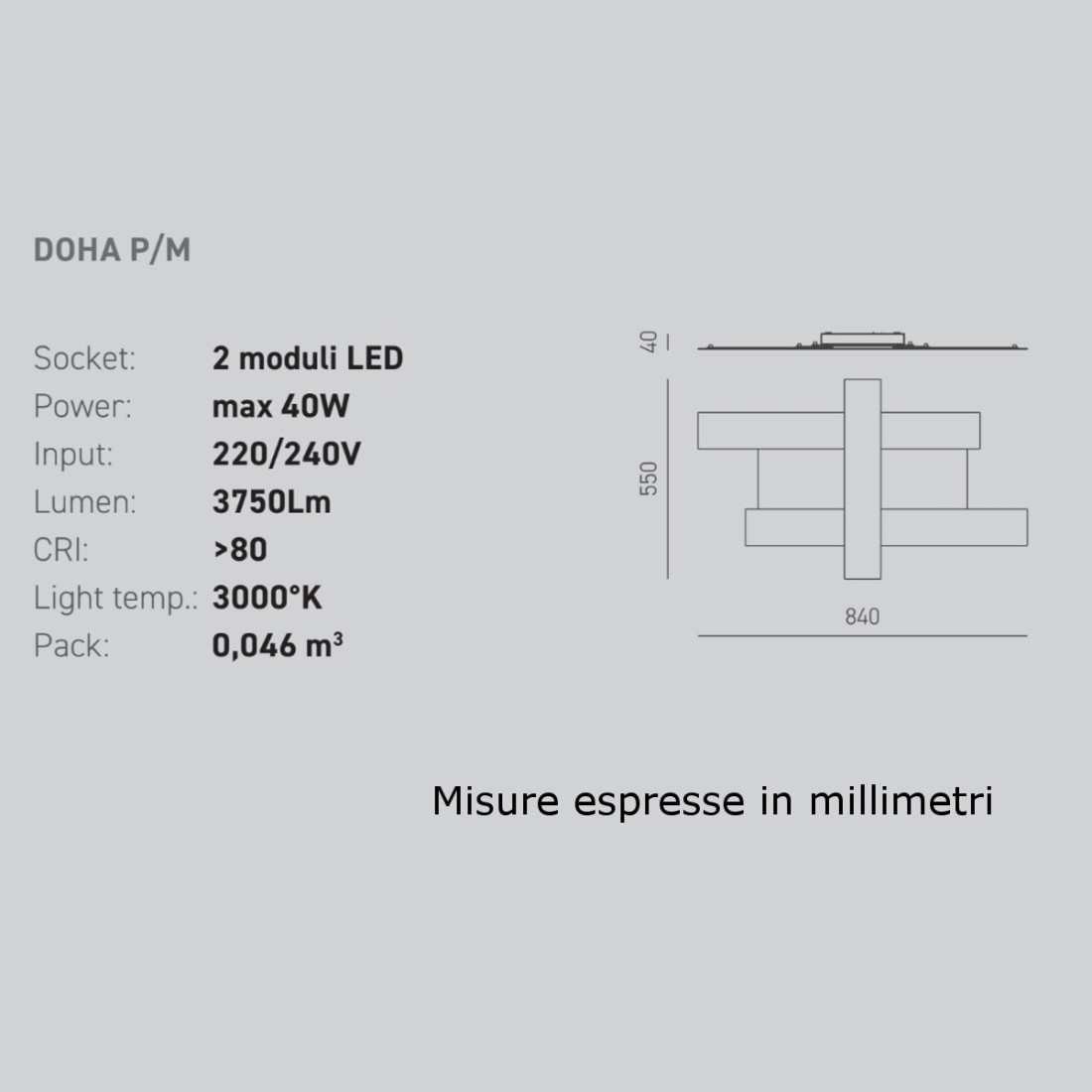 Applique moderno Gea Luce DOHA AG 25W LED