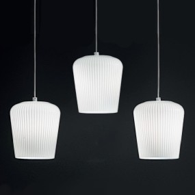 Gea Luce NUMA BR3 lampe à suspension en verre blanc