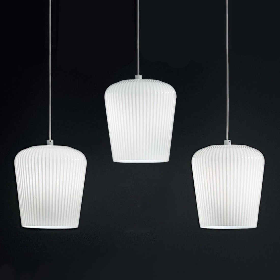 Sospensione vetro bianco Gea Luce NUMA BR3