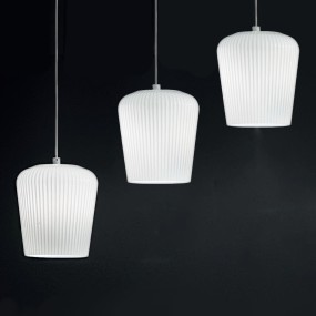 Sospensione vetro bianco Gea Luce NUMA BR3