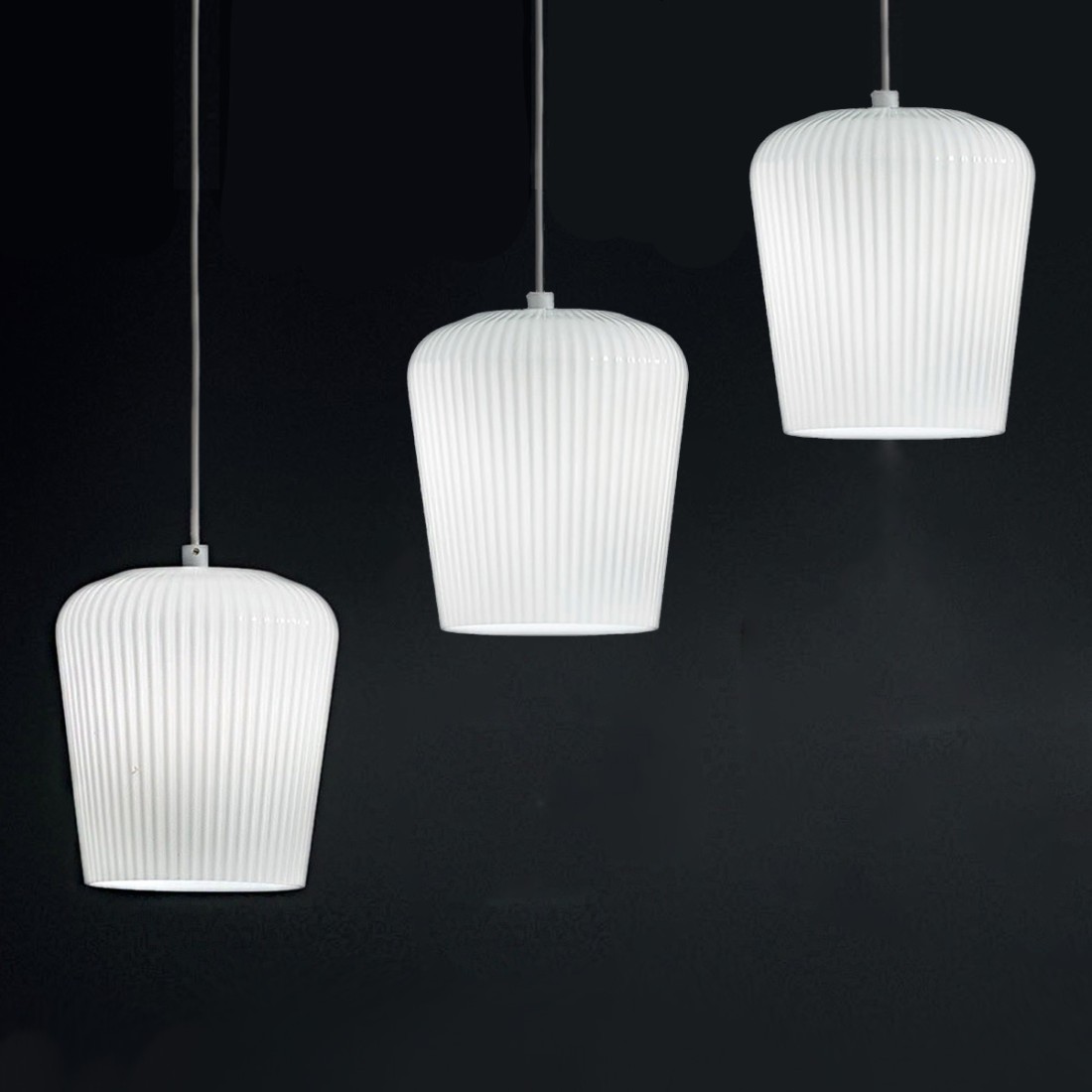 Gea Luce NUMA BR3 lampe à suspension en verre blanc