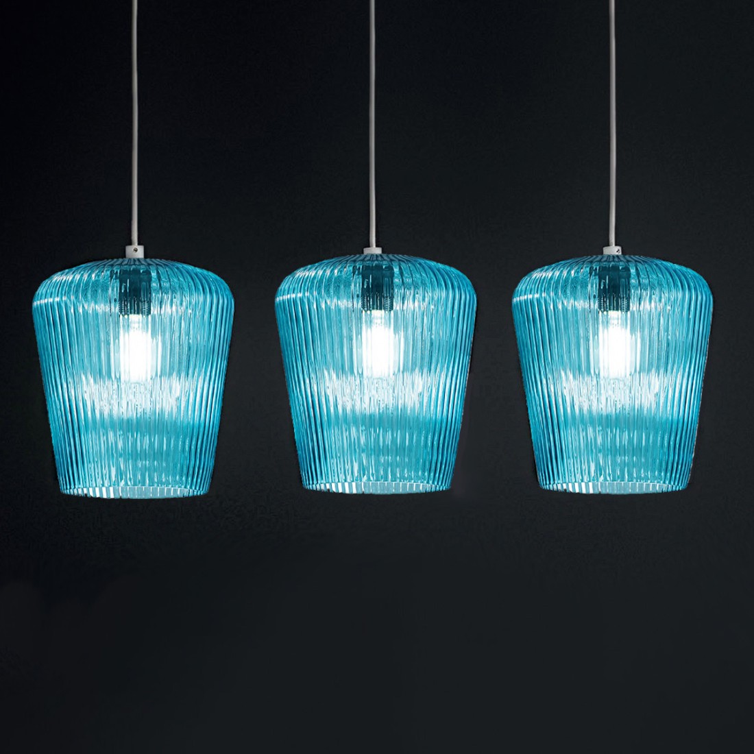 Gea Luce suspension en verre bleu NUMA BR3