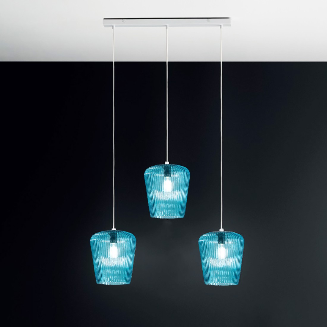 Gea Luce suspension en verre bleu NUMA BR3