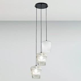 Lampe à suspension Gea Luce NUMA BT3 en verre blanc transparent