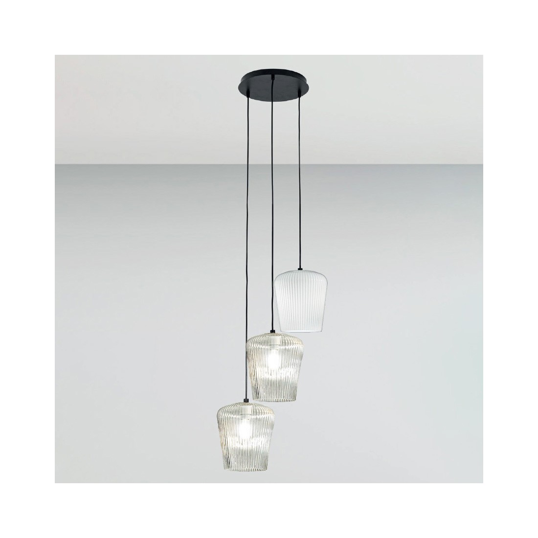 Lampe à suspension Gea Luce NUMA BT3 en verre blanc transparent