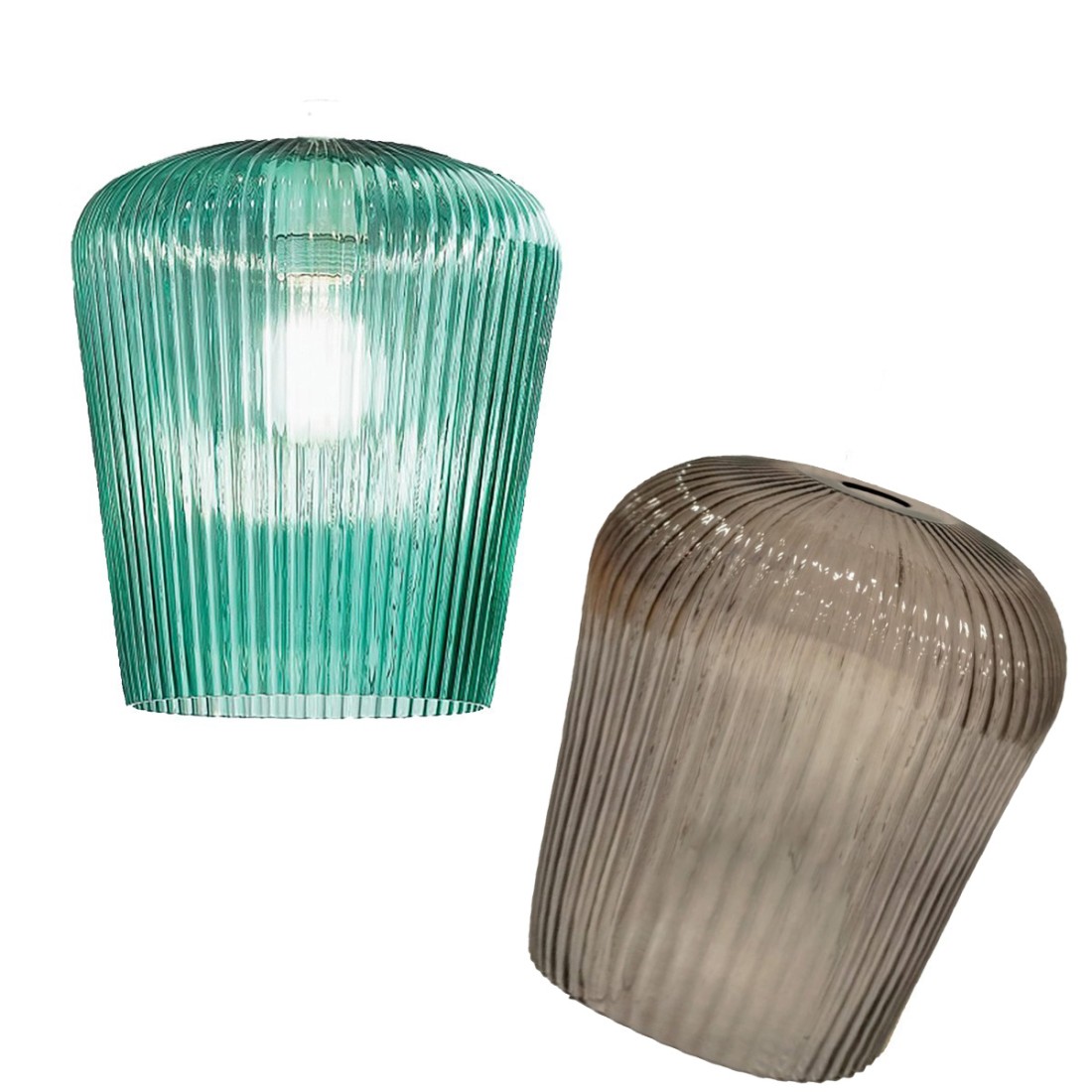 Lampe à suspension Gea Luce NUMA BT6 OT en verre ambré vert