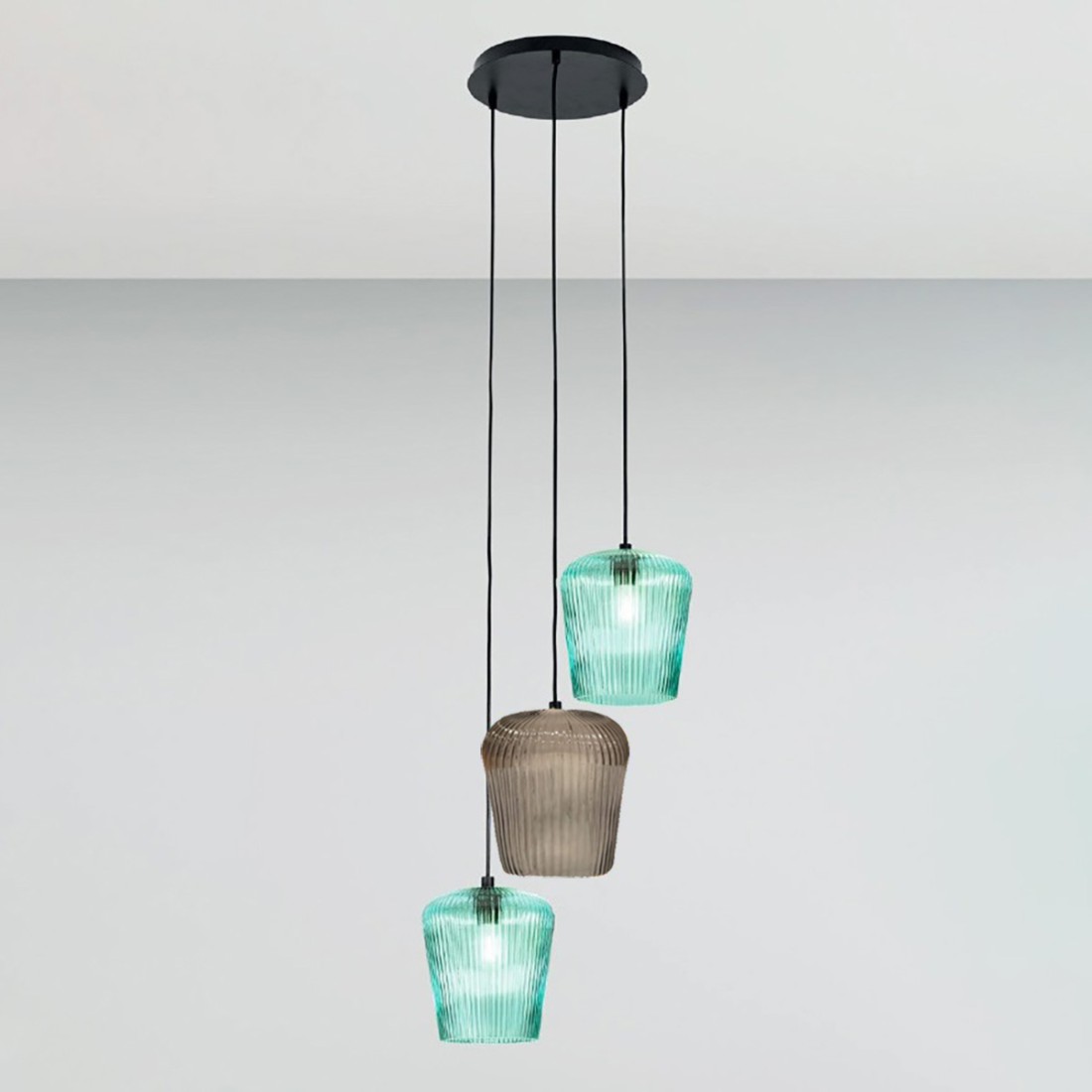 Gea Luce NUMA BT3 suspension en verre vert ambré