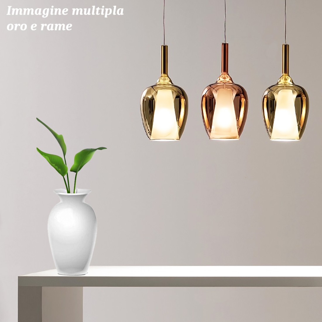 Lampada a sospensione design oro LED 90 cm - BELINDA