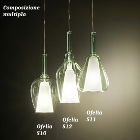 Sospensione vetro verde trasparente Gea Luce OFELIA S10