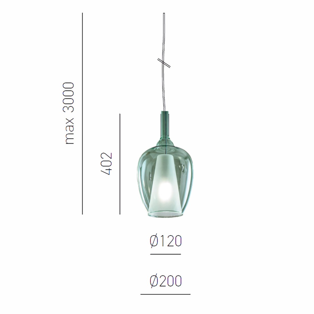 Gea Luce OFELIA S10 suspension en verre vert transparent