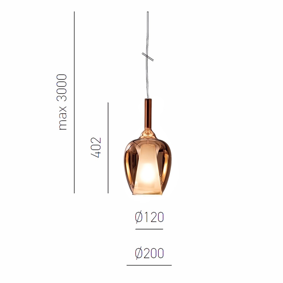 Suspension toile d'araignée en verre Gea Luce OFELIA S10