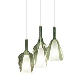 Gea Luce suspension en verre vert transparent OFELIA S10 S11 S12