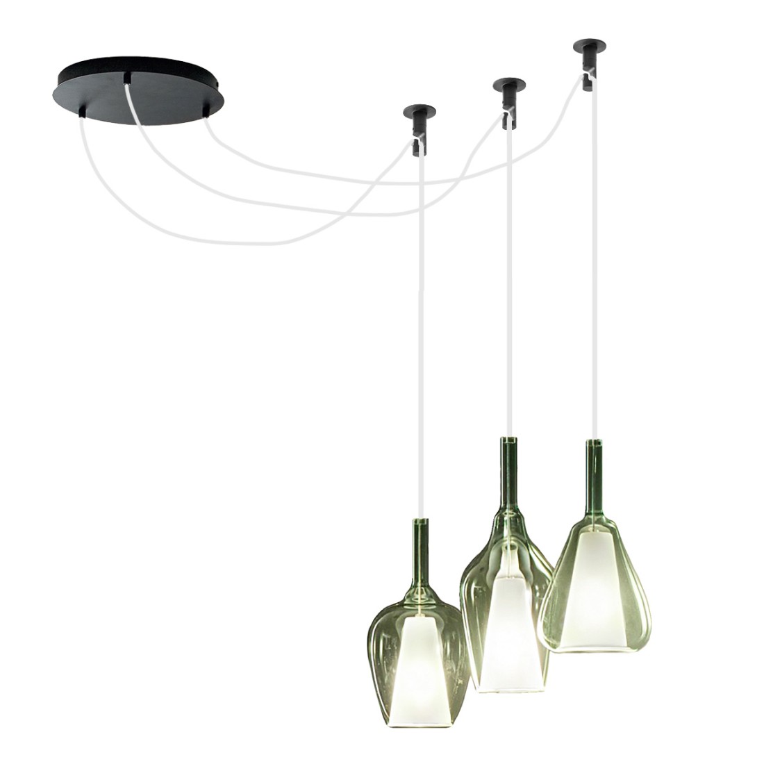 Gea Luce suspension en verre vert transparent OFELIA S10 S11 S12