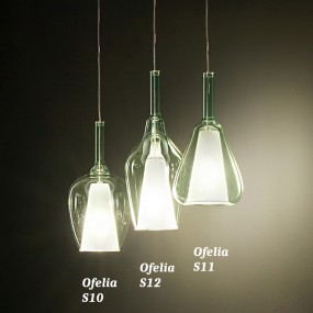 Gea Luce suspension en verre vert transparent OFELIA S10 S11 S12