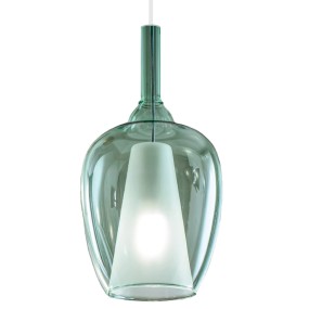 Lampadario vetro verde cromo Gea Luce OFELIA S10