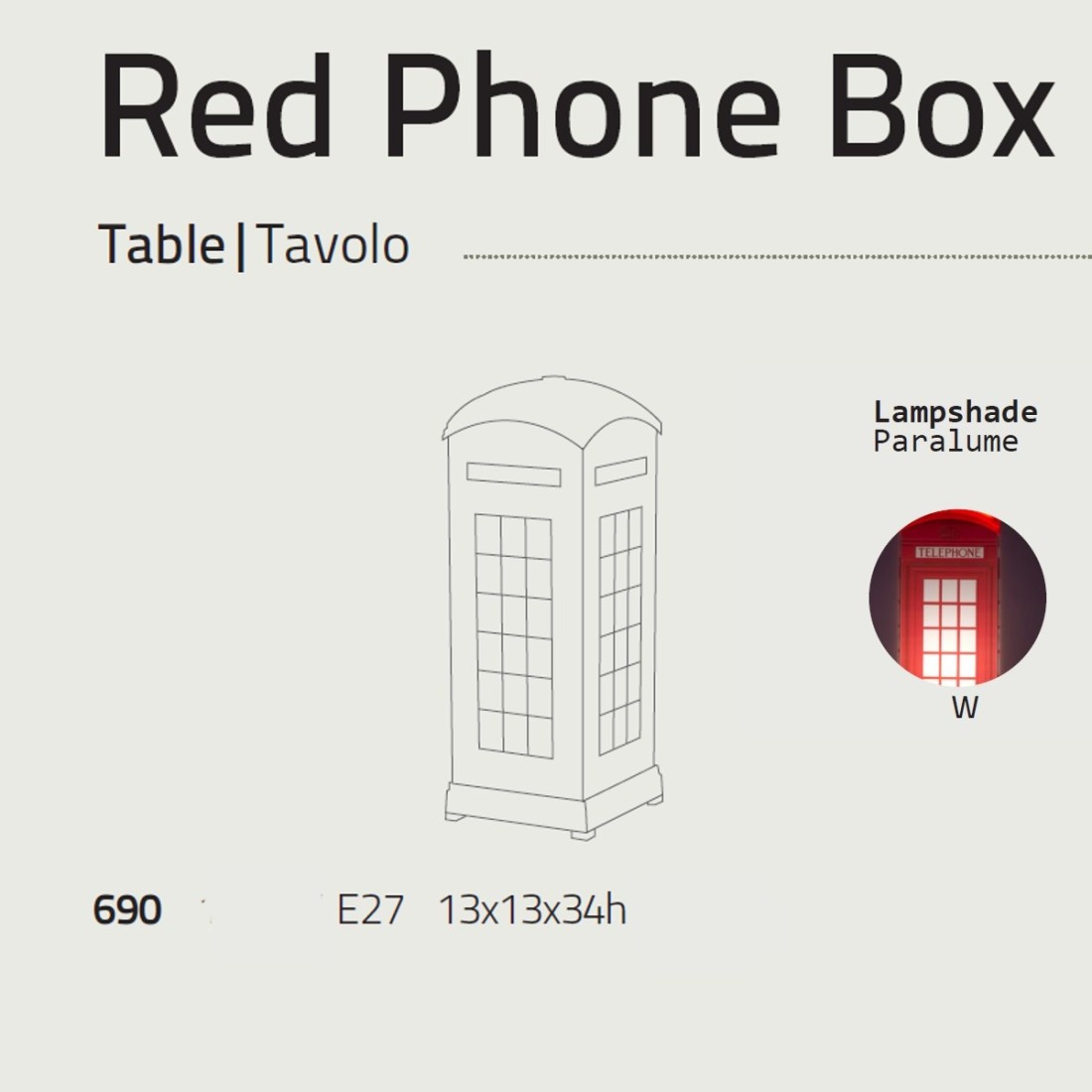 Abat-jour RED PHONE BOX Linea Zero