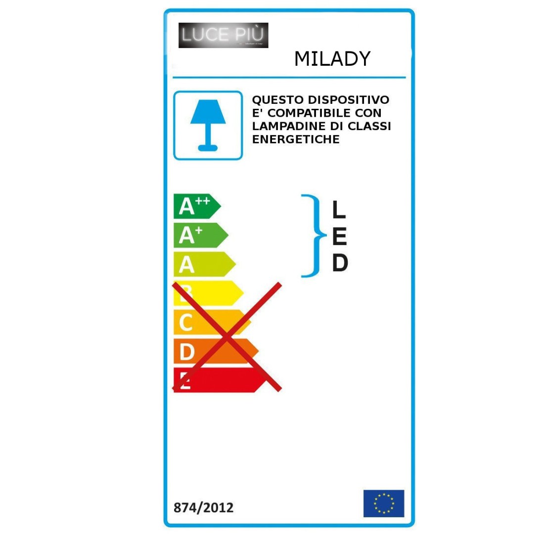 Aplique moderno Luce Più MILADY MI252 E14 LED