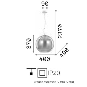 Suspension en verre transparent, culot E27 max. 60W.