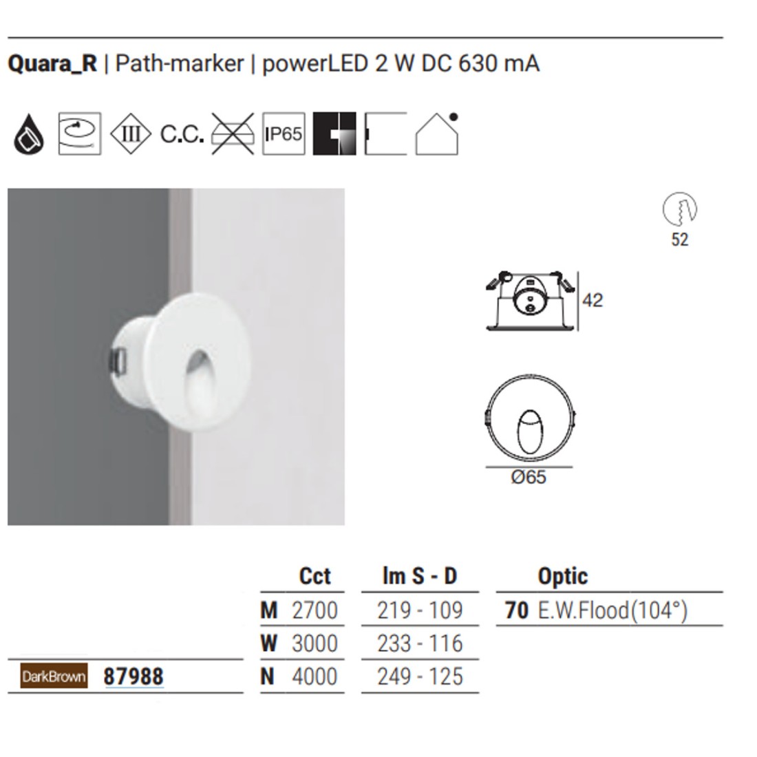 Linea Light QUARA 65R IP65 87988 Foco empotrable LED