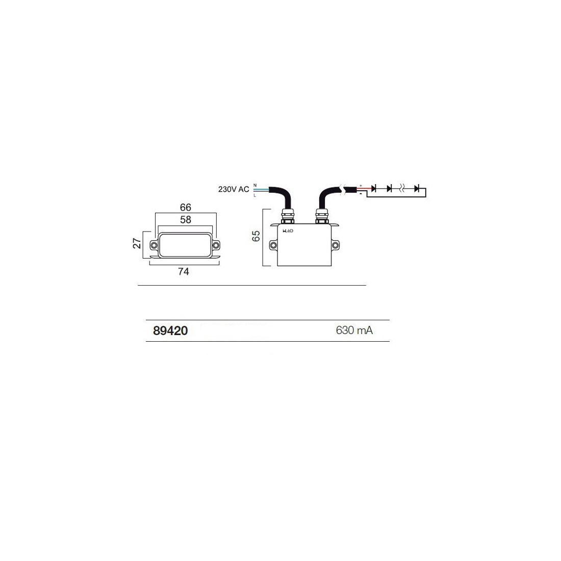 Alimentatore Linea Light BERET 89420 driver esterno IP67