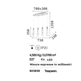 Lampadario KUKY 023038 Ideal Lux